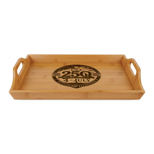 4th of July Engraved Bamboo Serving Tray — USA 250th Anniversary